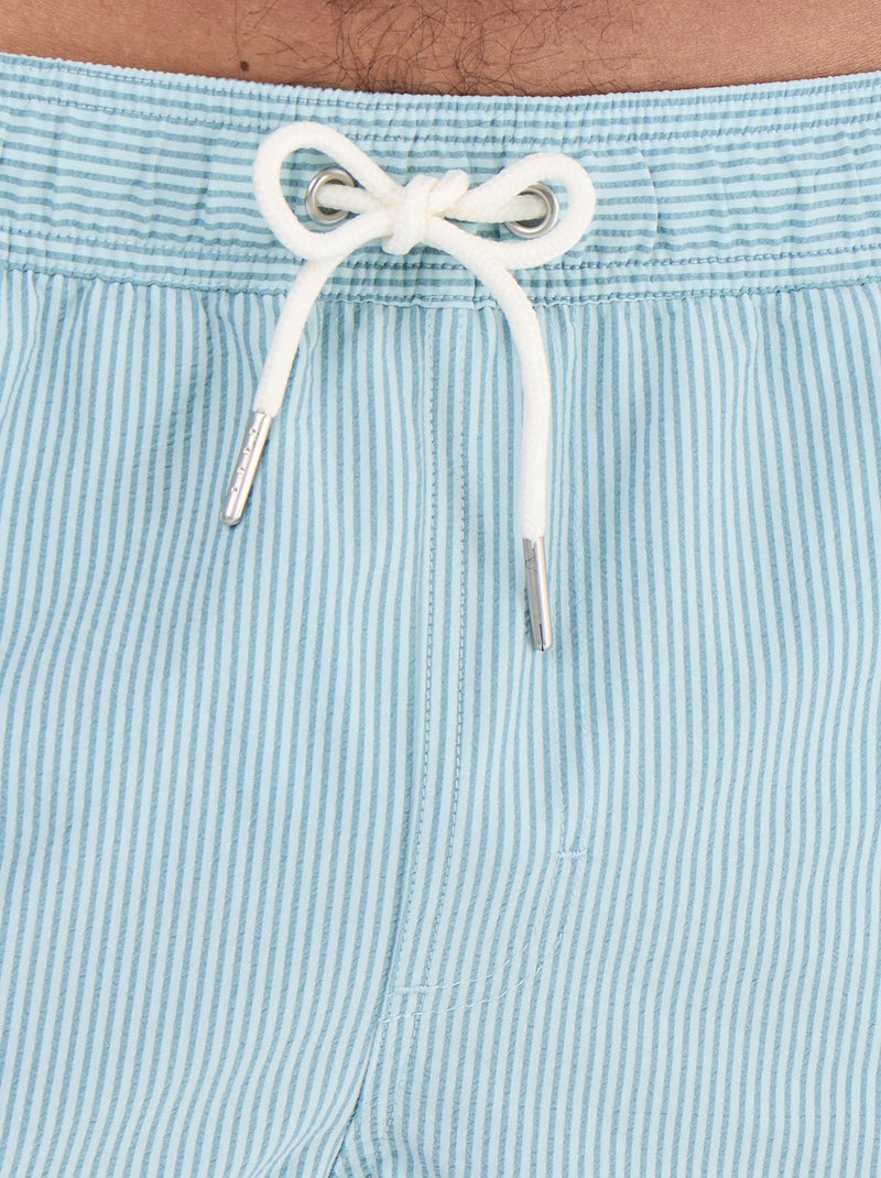 Bermuda de bain en seersucker Bleu - Kiabi