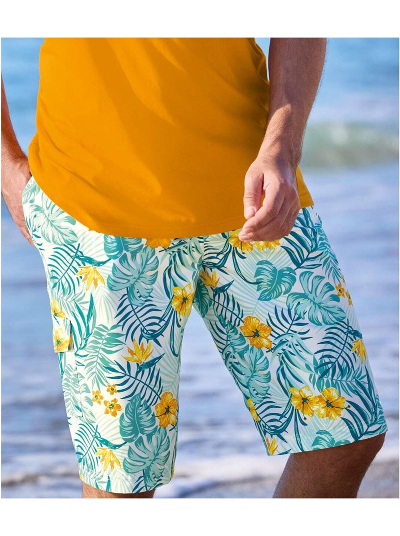 Bermuda de bain hawaï   - atlas for men Bleu turquoise - Kiabi