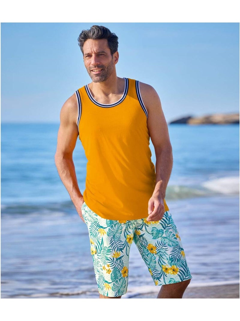 Bermuda de bain hawaï   - atlas for men Bleu turquoise - Kiabi