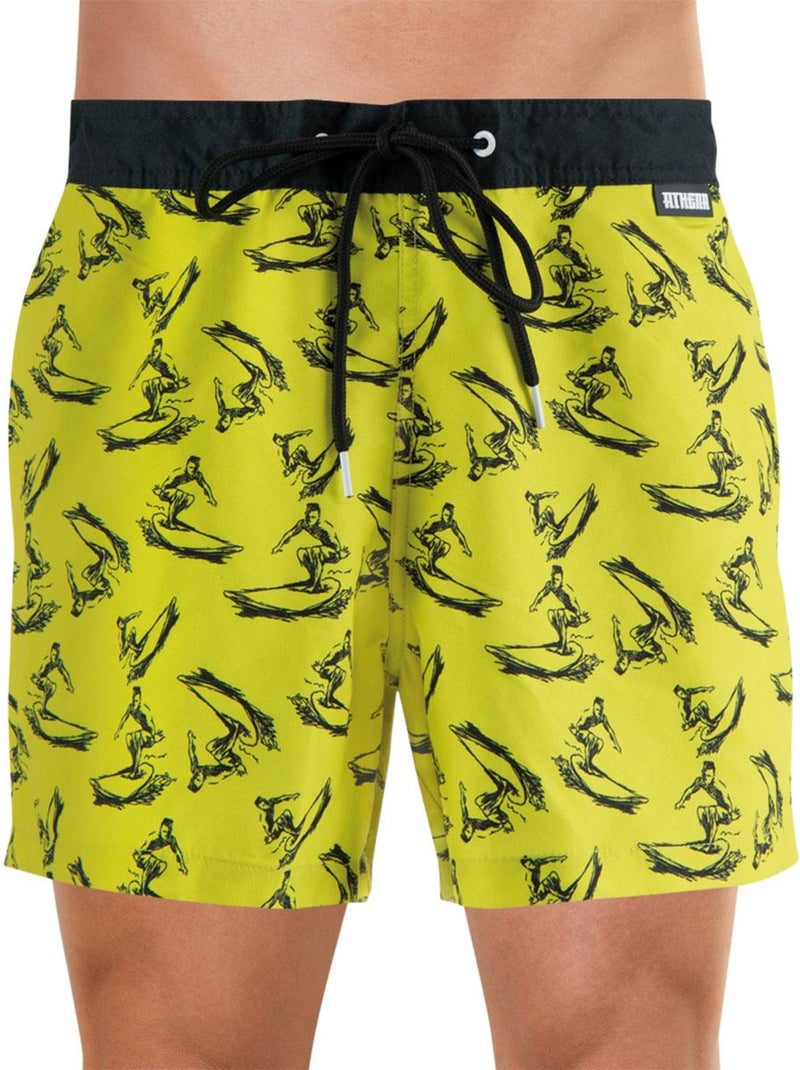 Bermuda de bain homme Waves Jaune - Kiabi