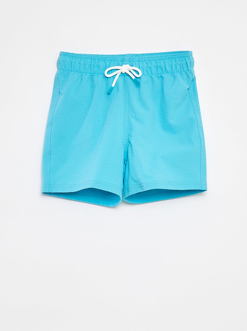 Bermuda de bain uni avec cordons de serrage BLEU - Kiabi