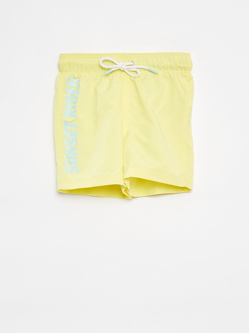 Bermuda de bain uni avec cordons de serrage JAUNE - Kiabi