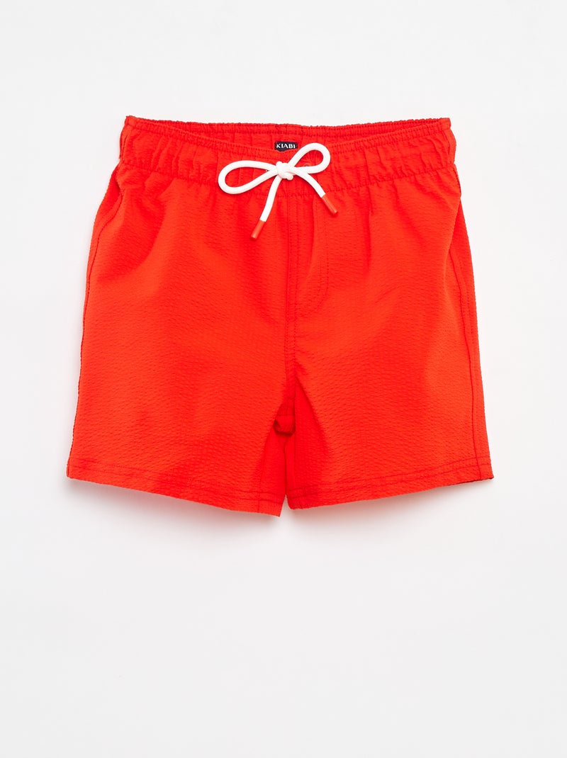 Bermuda de bain uni avec cordons de serrage ROUGE - Kiabi