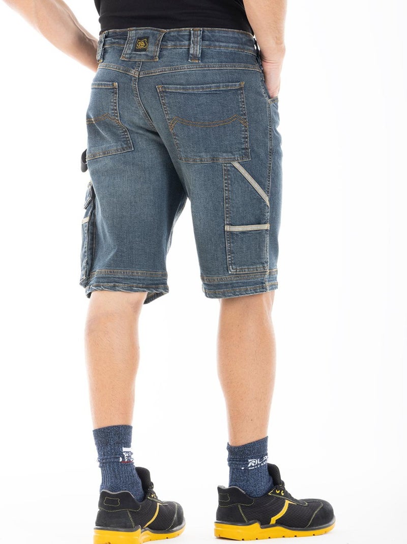 Bermuda de travail multi-poches stretch dirty DENIM 'Rica Lewis' Bleu - Kiabi