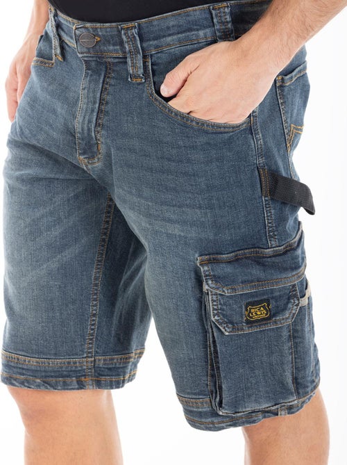 Bermuda de travail multi-poches stretch dirty DENIM 'Rica Lewis' - Kiabi