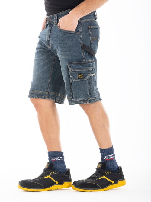 Bermuda de travail multi-poches stretch dirty DENIM 'Rica Lewis' - Kiabi