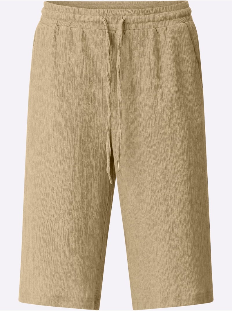 Bermuda décontracté à ceinture élastique et poches pratiques - taille standard - moda vilona Beige - Kiabi