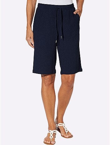 Bermuda décontracté à ceinture élastique et poches pratiques - taille standard - moda vilona