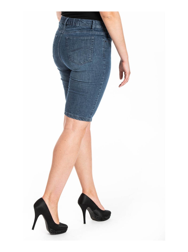 Bermuda denim avec ceinture élastiquée 'OBER' Bleu - Kiabi