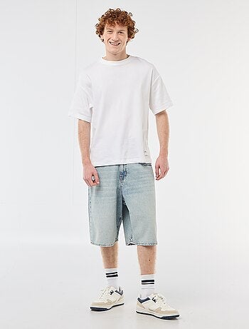 Bermuda denim baggy en coton