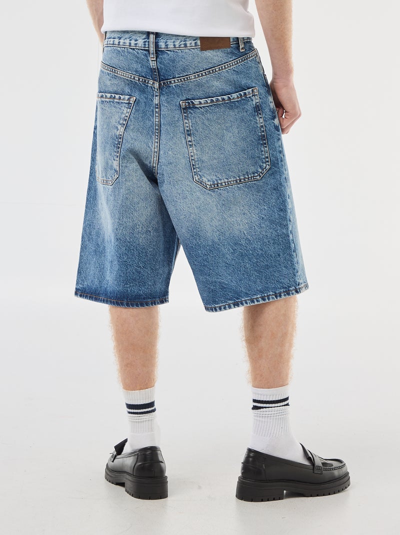 Bermuda denim baggy en coton Bleu - Kiabi