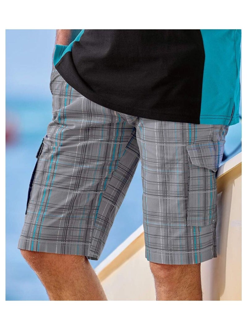 Bermuda Détente à Carreaux   - ATLAS FOR MEN Gris - Kiabi