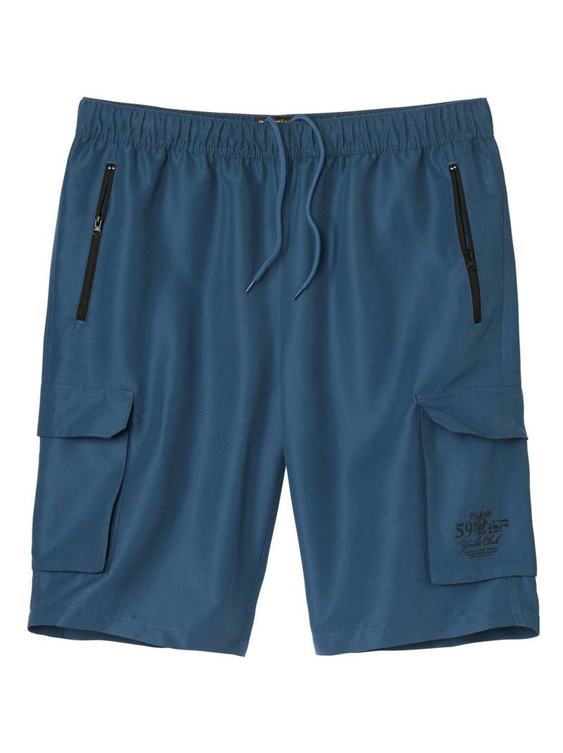 Bermuda Détente Microfibre Multipoches   - ATLAS FOR MEN Bleu marine - Kiabi