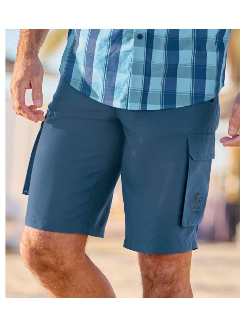 Bermuda Détente Microfibre Multipoches   - ATLAS FOR MEN Bleu marine - Kiabi