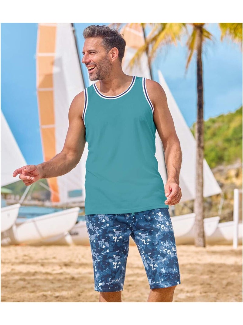 Bermuda Détente Molleton Tie and Dye   - ATLAS FOR MEN Bleu marine - Kiabi