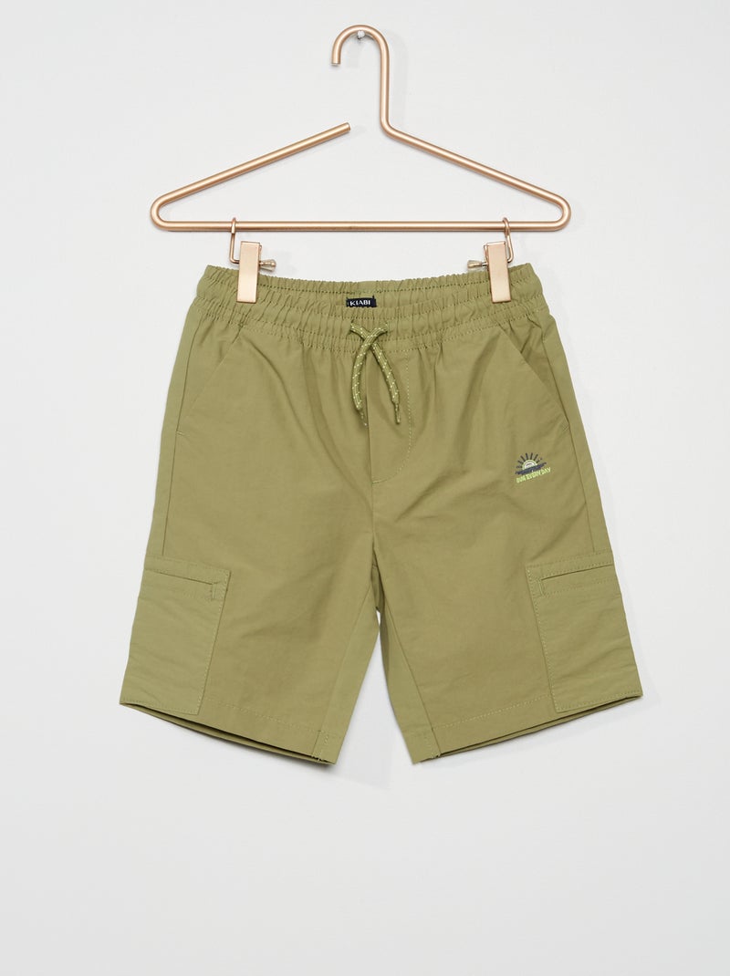 Bermuda droit en nylon kaki - Kiabi