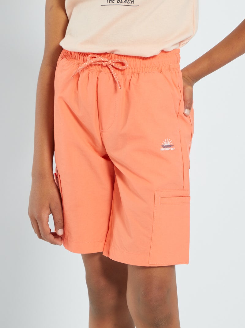 Bermuda droit en nylon Orange - Kiabi