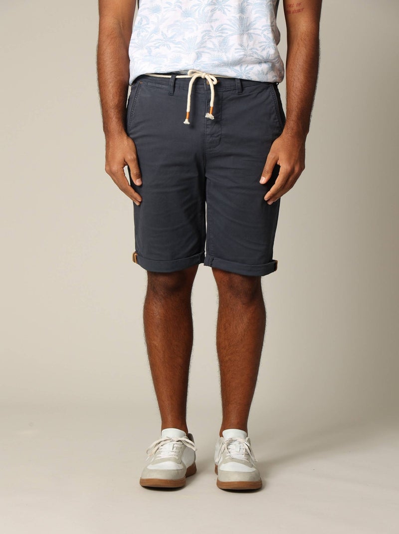 Bermuda en coton 'Deeluxe' Bleu marine - Kiabi