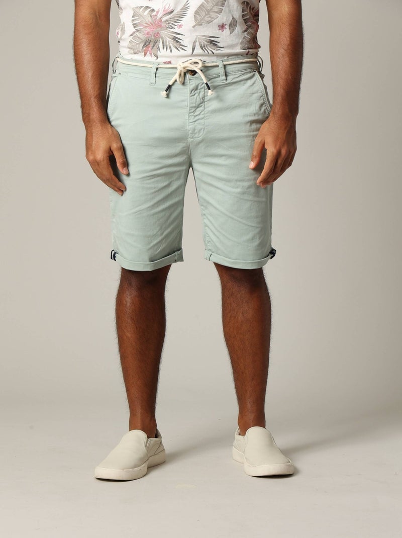 Bermuda en coton 'Deeluxe' Vert tilleul - Kiabi