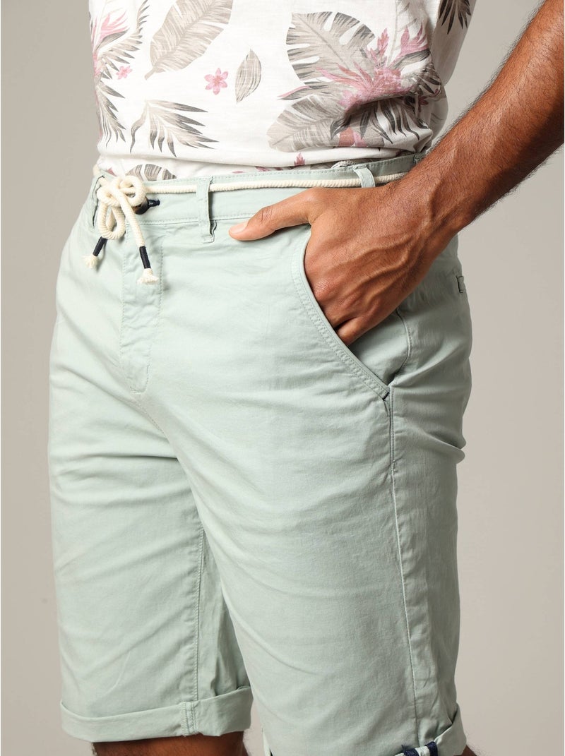 Bermuda en coton 'Deeluxe' Vert tilleul - Kiabi