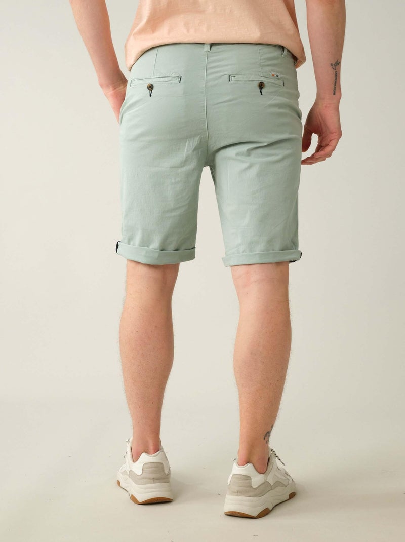 Bermuda en coton 'Deeluxe' Vert tilleul - Kiabi
