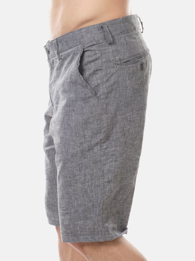 Bermuda en coton et lin gris anthracite - Kiabi
