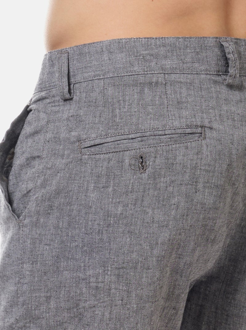 Bermuda en coton et lin gris anthracite - Kiabi