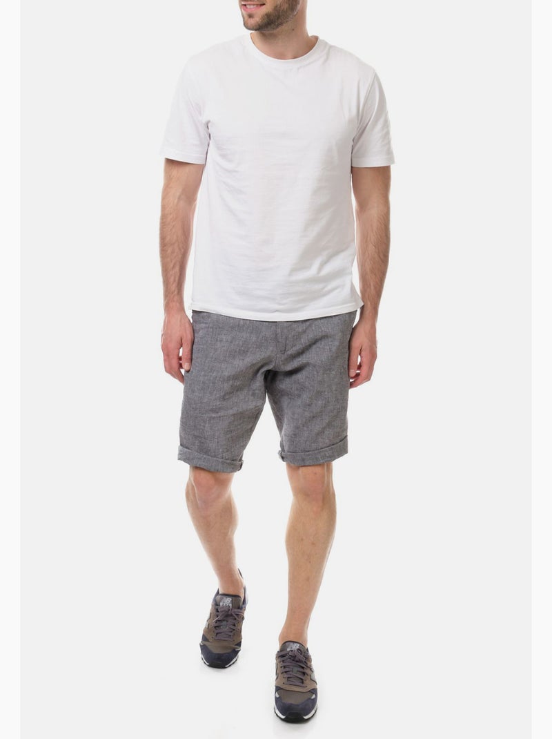 Bermuda en coton et lin gris anthracite - Kiabi