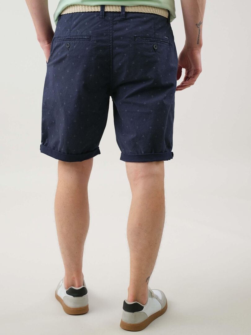 Short En Coton Indicode Conor Pour Homme - Coupe Droite, Ceinture Assortie - 2 Poches Latérales + 2 Arrière - 98% Coton, 2% élasthanne