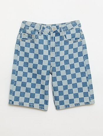 Bermuda en denim à carreaux