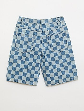 Bermuda en denim à carreaux