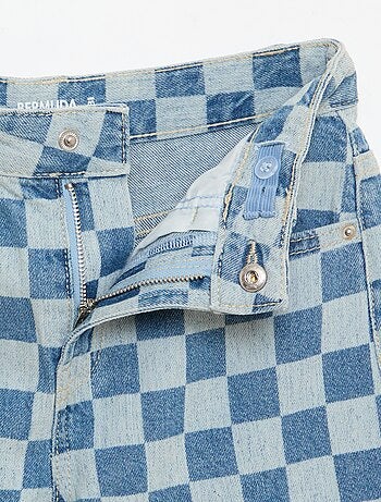 Bermuda en denim à carreaux