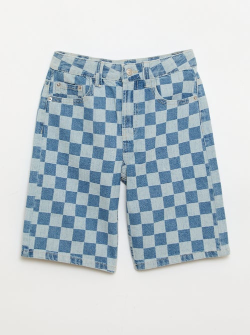 Bermuda en denim à carreaux - Kiabi