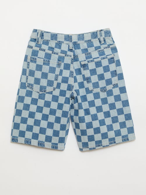 Bermuda en denim à carreaux - Kiabi
