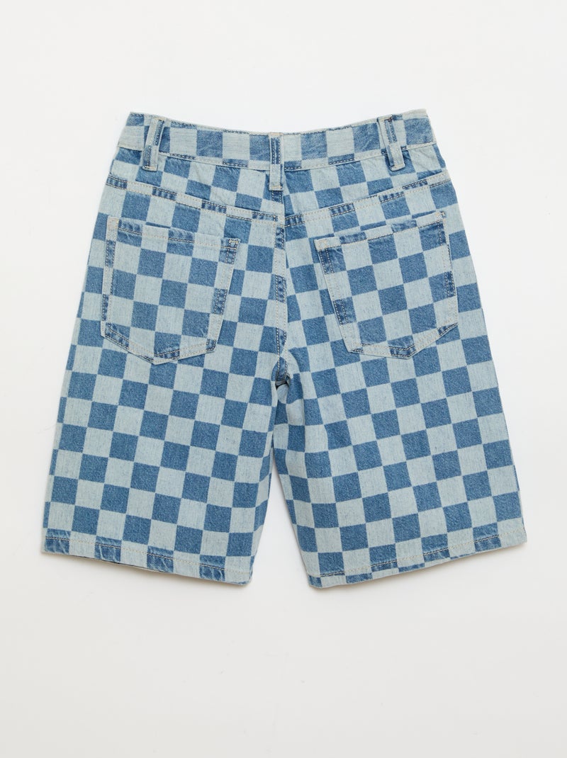 Bermuda en denim à carreaux Bleu - Kiabi