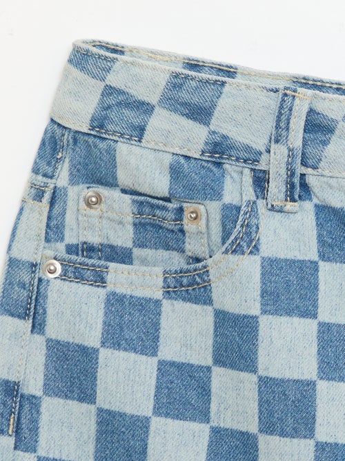 Bermuda en denim à carreaux - Kiabi