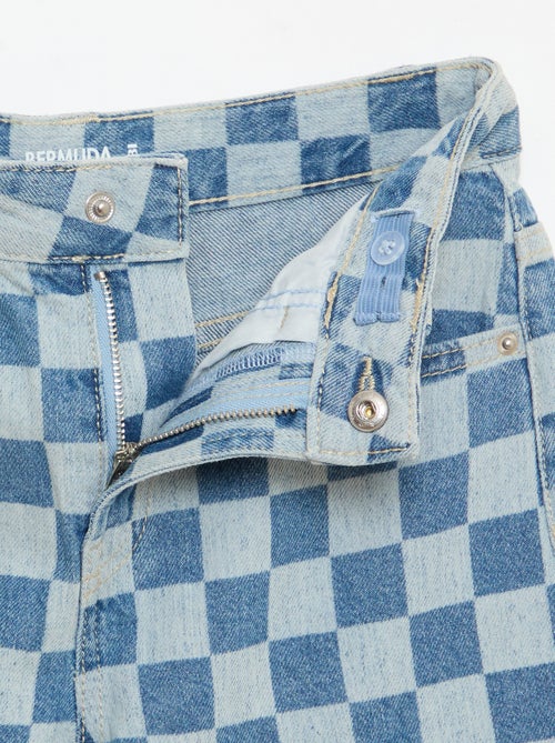 Bermuda en denim à carreaux - Kiabi