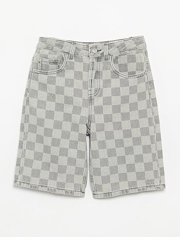 Bermuda en denim à carreaux