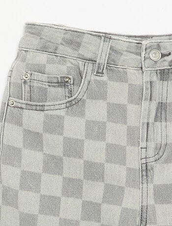 Bermuda en denim à carreaux