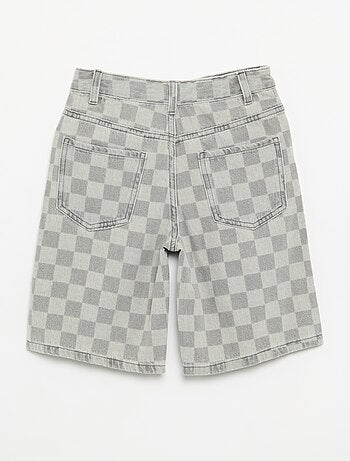 Bermuda en denim à carreaux