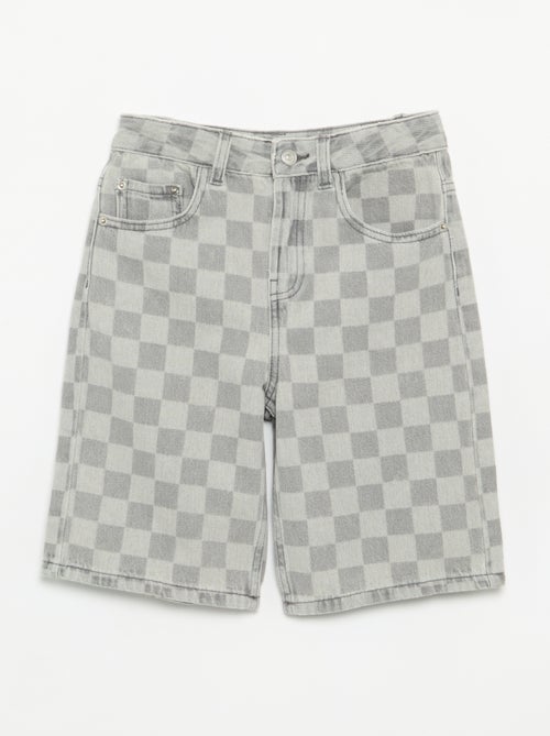 Bermuda en denim à carreaux - Kiabi