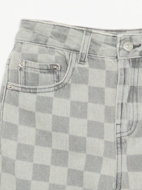 Bermuda en denim à carreaux - Kiabi