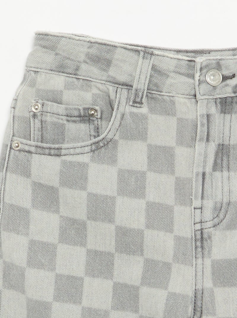 Bermuda en denim à carreaux Gris - Kiabi