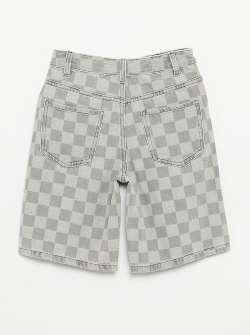 Bermuda en denim à carreaux - Kiabi