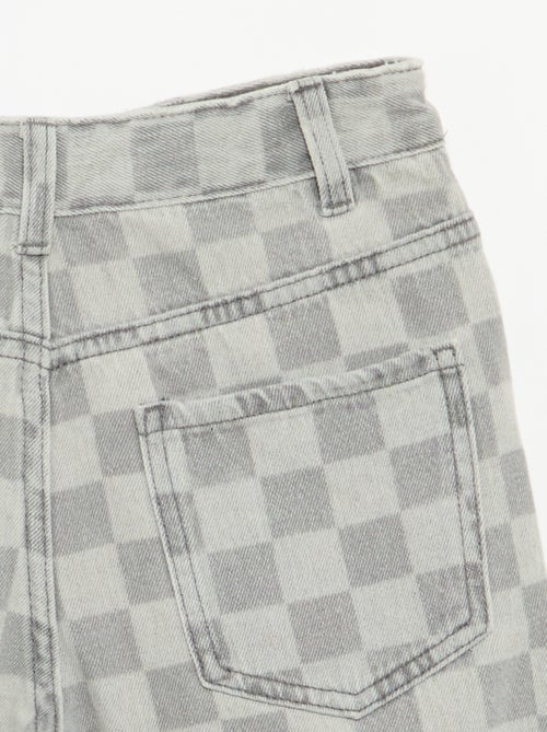 Bermuda en denim à carreaux - Kiabi