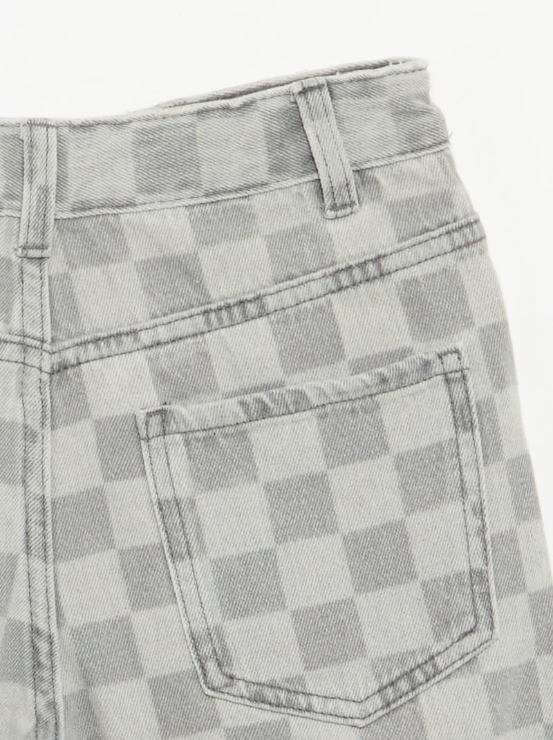 Bermuda en denim à carreaux Gris - Kiabi