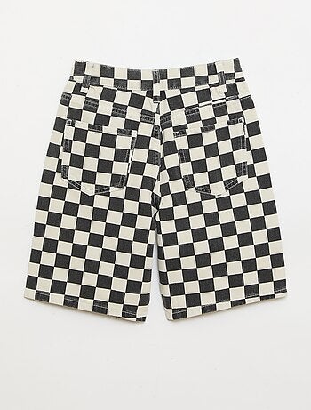 Bermuda en denim à carreaux