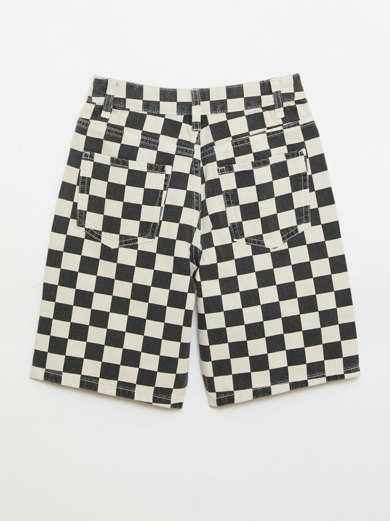 Bermuda en denim à carreaux Noir - Kiabi