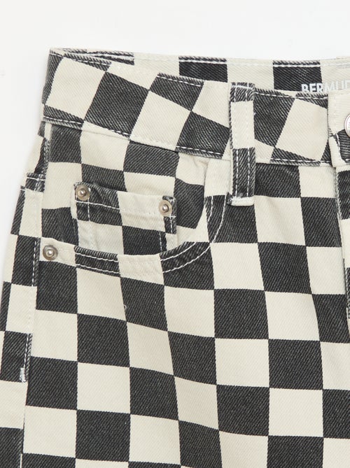 Bermuda en denim à carreaux - Kiabi