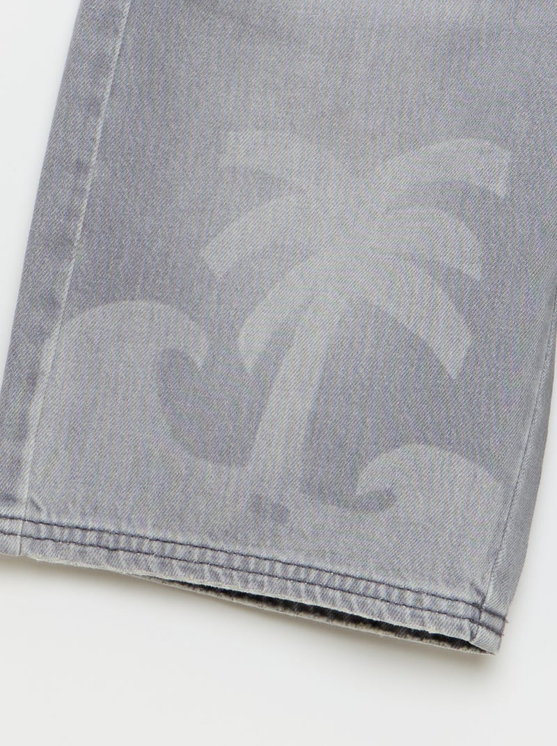Bermuda en denim avec cordons de serrage Gris - Kiabi